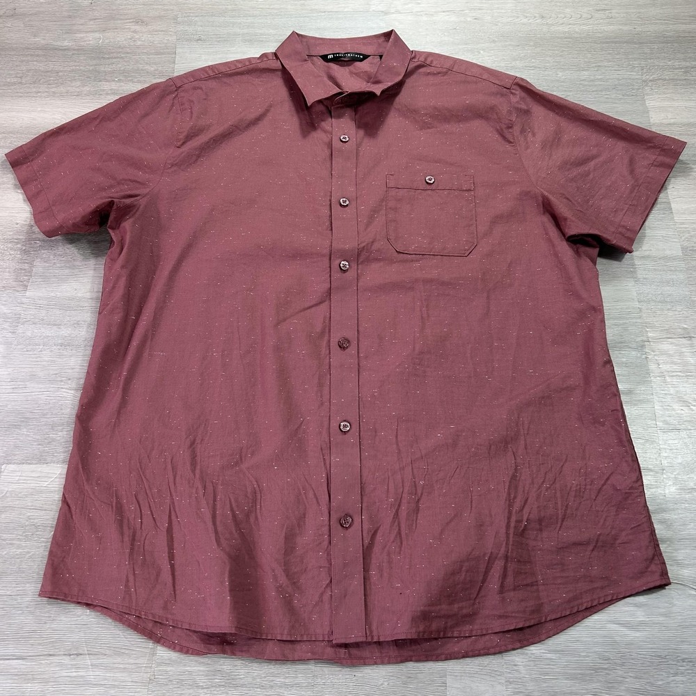 Travis Mathew Shirt Mens XL Red Solid Short Sleeve Button Up Cotton Casual